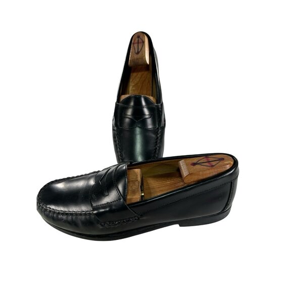 Johnston & Murphy Size 8.5 M Black Mens Leather  Slip On Penny Loafers Shoes - Picture 1 of 9